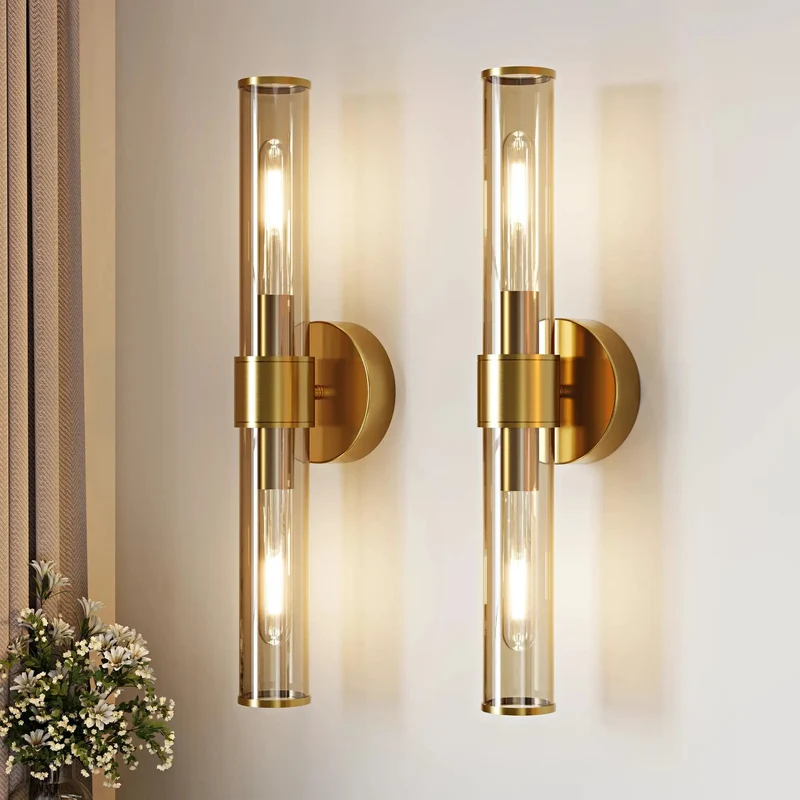 Snag These Top Shelf Rechargeable Battery Wall Sconces Set Of Two Featuring Sleek Champagne Gold Finish Rustproof Metal Frame And Soft Clear Glass Shades For Zero Wiring Home Lighting Upgrade