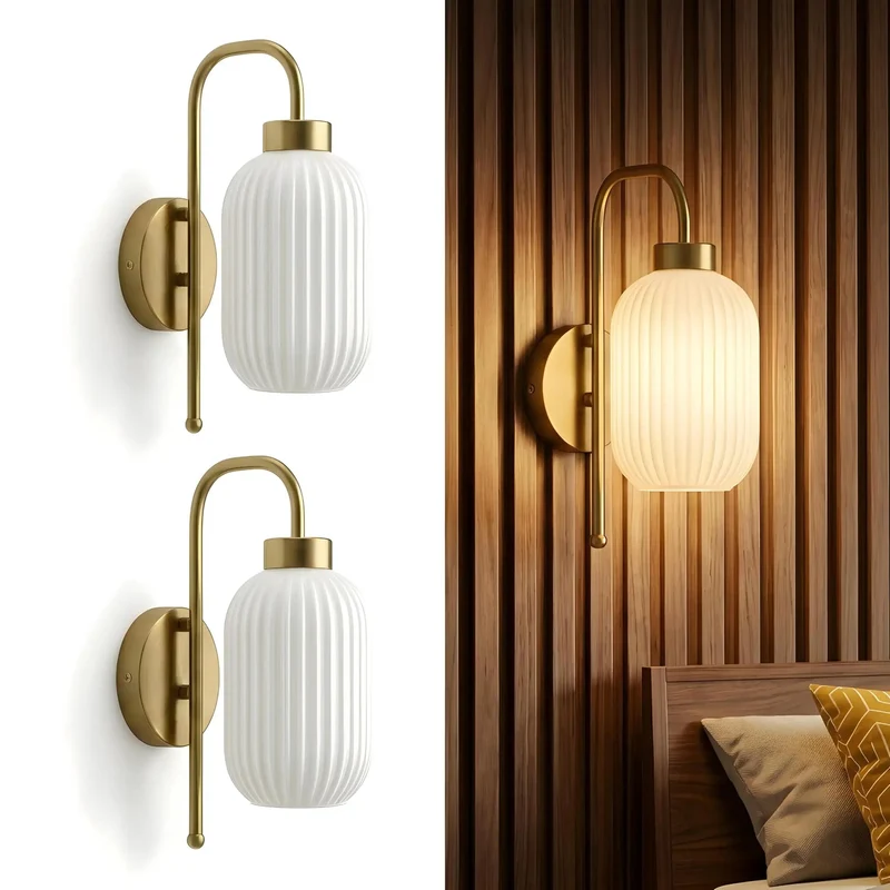 Set Of Two Battery Operated Wall Sconces With Remote And 5000mAh Rechargeable Power For Plug And Play Magic Renter Approved Hack Smooth Install Wire Free Accent Lighting In Vintage Brass Mid Century Cool RGB Glow