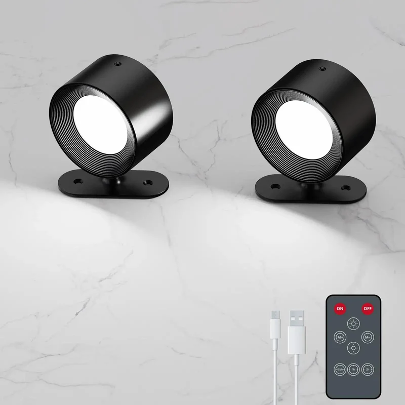 Ditch Those Pesky Wires With Cordless Rechargeable LED Wall Sconces Offering Seamless 360 Degree Magnetic Swivel Smart Touch Remote Control Three Dimmable Light Settings Perfect For Cozy Bedroom Ambiance Black Two Pack