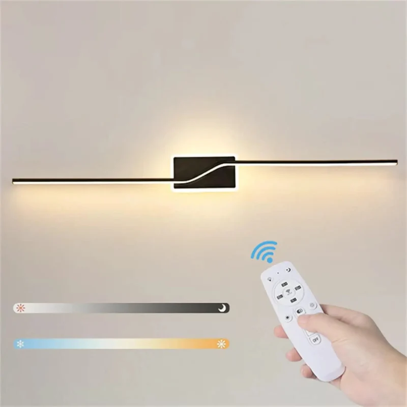 Dimmable Led Wall Light With Remote Control Long Strip Sconce Modern Aluminum Indoor Accent Fixture Offering Slick Dimming And Versatile Color Modes For Ultimate Chill Bedroom Vibes