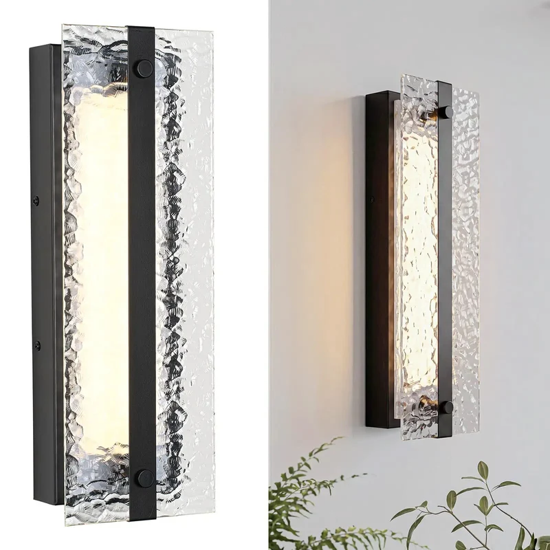 Straight Fire Modern 16 Inch LED Wall Sconce Vanity Light Black Metal Frame With Hella Slick Detachable Ripple Glass Shade And Killer Ambient Glow For A Totally Dope Home Refresh