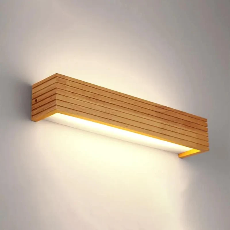 Slick Hardwired Wood Wall Sconce With Smooth Acrylic Diffuser For Modern Minimalist Vanity Lighting And Chill Homey Glow Across Living Room Bedroom Or Hallway 55cm Sharp Look
