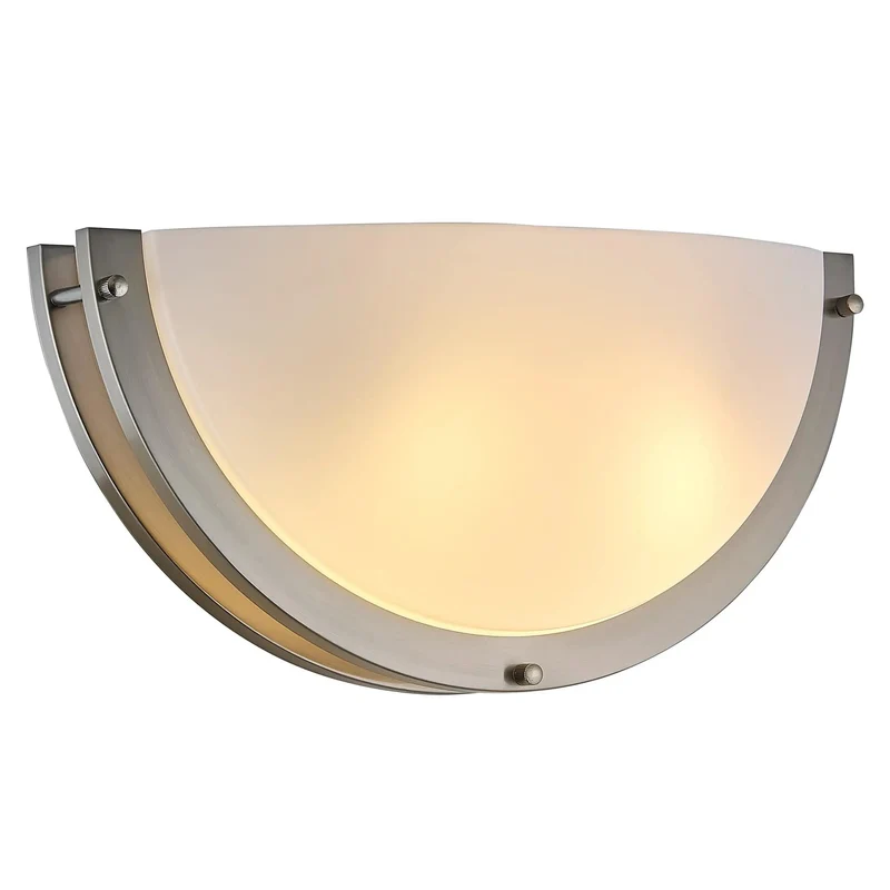 Half Moon Two Light Indoor Wall Sconce With Brushed Nickel Steel Frame And Frosted Acrylic Shade Delivers A Smooth Diffused Glow That Seriously Levels Up Your Space For A Fresh Chic Vibe Upgrade