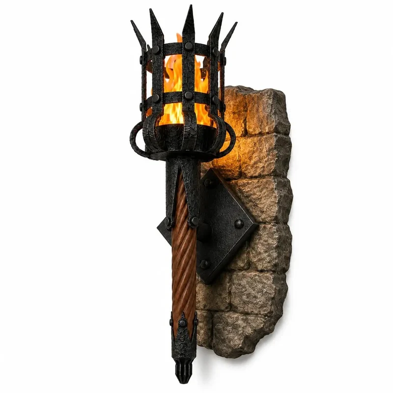 Top Tier Medieval LED Torch Wall Sconce With Realistic Flame Flicker Glow Brings A Badass Gothic Castle Vibe To Your Gaming Setup Or Cozy Reading Corner Display