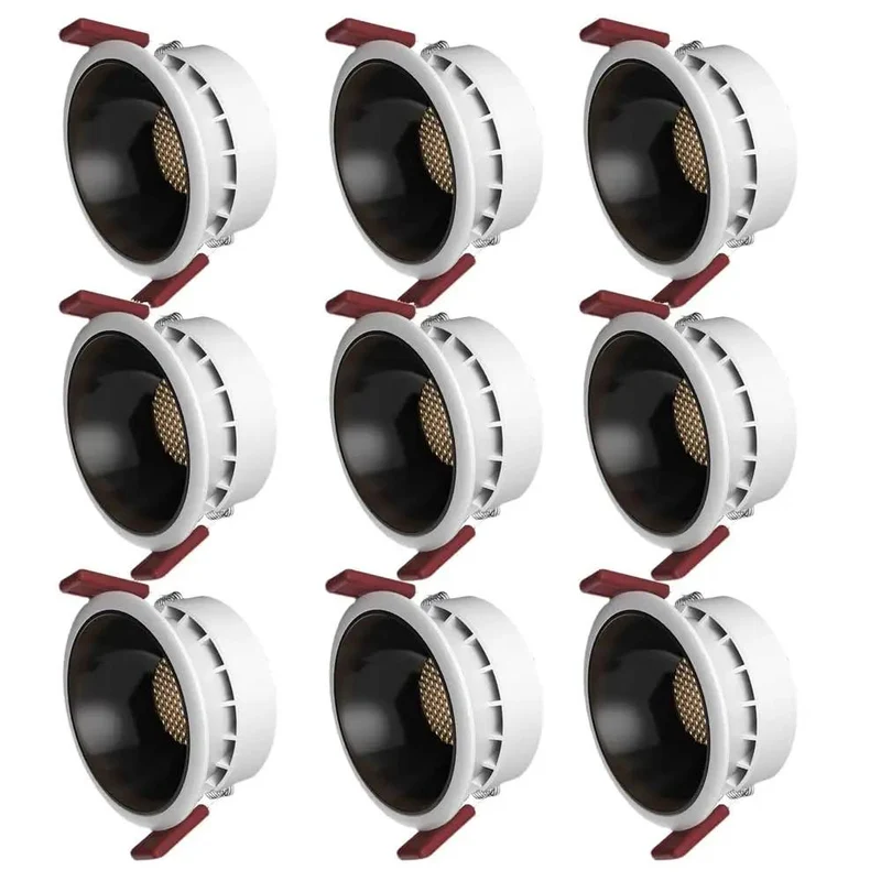 Versatile Nine Pack Adjustable Recessed Ceiling Lights Constructed From Solid White Aluminum For Swift Home Or Commercial Wiring Highlighting A Clean Neutral Tone That Delivers Serious Bang For Your Buck