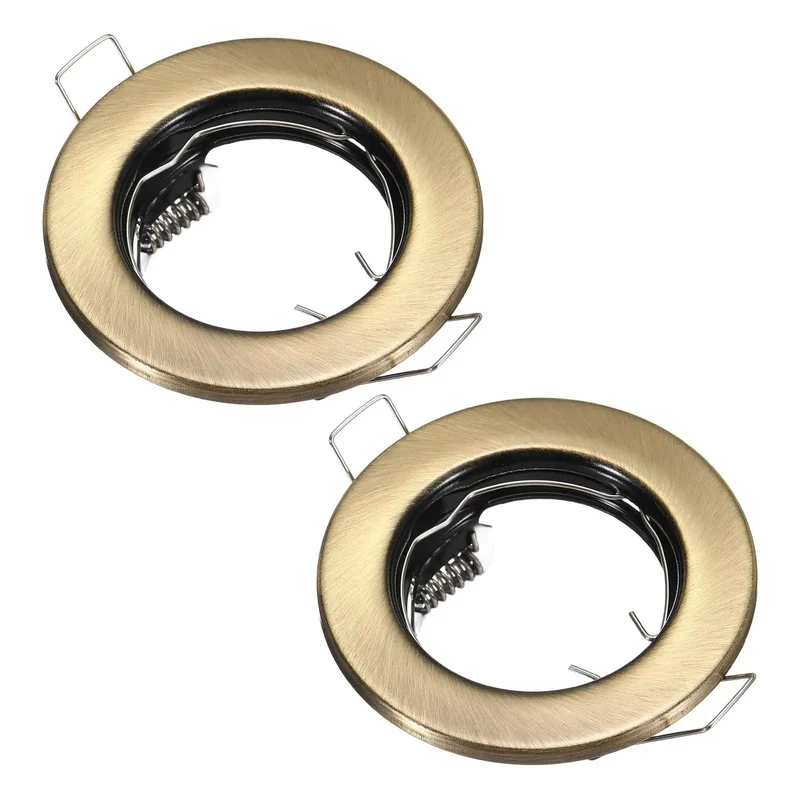 Adjustable GU10 Recessed Lighting Trim 2 Pack 2.1 Inch Aperture Bronze Ceiling Downlight Spotlight Frame Spring Clip Mount Slick Bronze Finish Dang Easy Setup Knockout Housing
