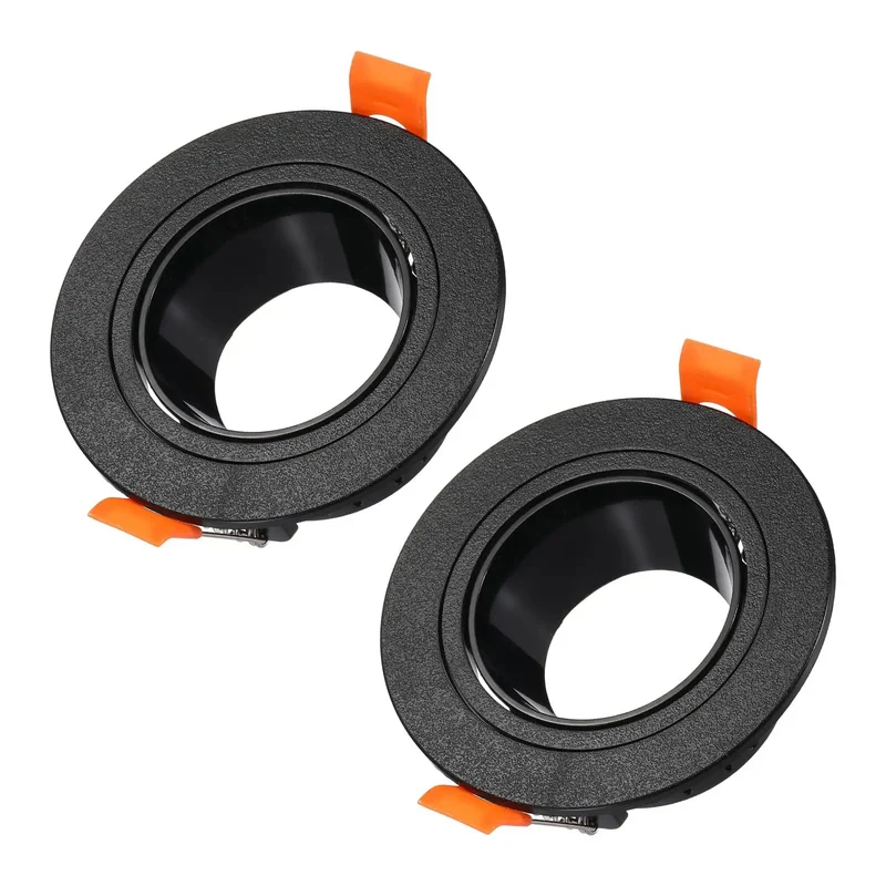 MR16 And GU10 Recessed Light Trim With Zero Hassle Spring Clamps 2.6 Inch Aperture LED Downlight Housing For Indoor Spotlights Clean Black Finish Quick Grip Install Two Pack