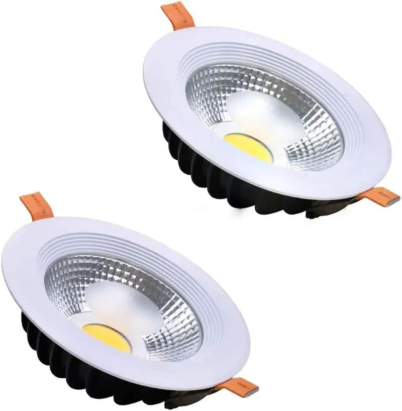 Slick Round Recessed LED Downlight Retrofit Kit With Fire Rated Housings And Sweet White Glow Perfect For Kitchens Or Bathrooms Two Pack Compact Build Compatible With Standard Dimmers For A No Fusss Plug And Play Ceiling Upgrade At Home