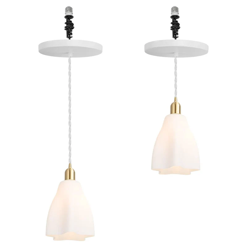 Sleek Brass And Frosted Glass Farmhouse Pendant Light Conversion Kit Swaps 4 5 Or 6 Inch Recessed Can Holes For Two Trendy E26 Sockets That Bring Big Time Style To Kitchen Islands And Entryways