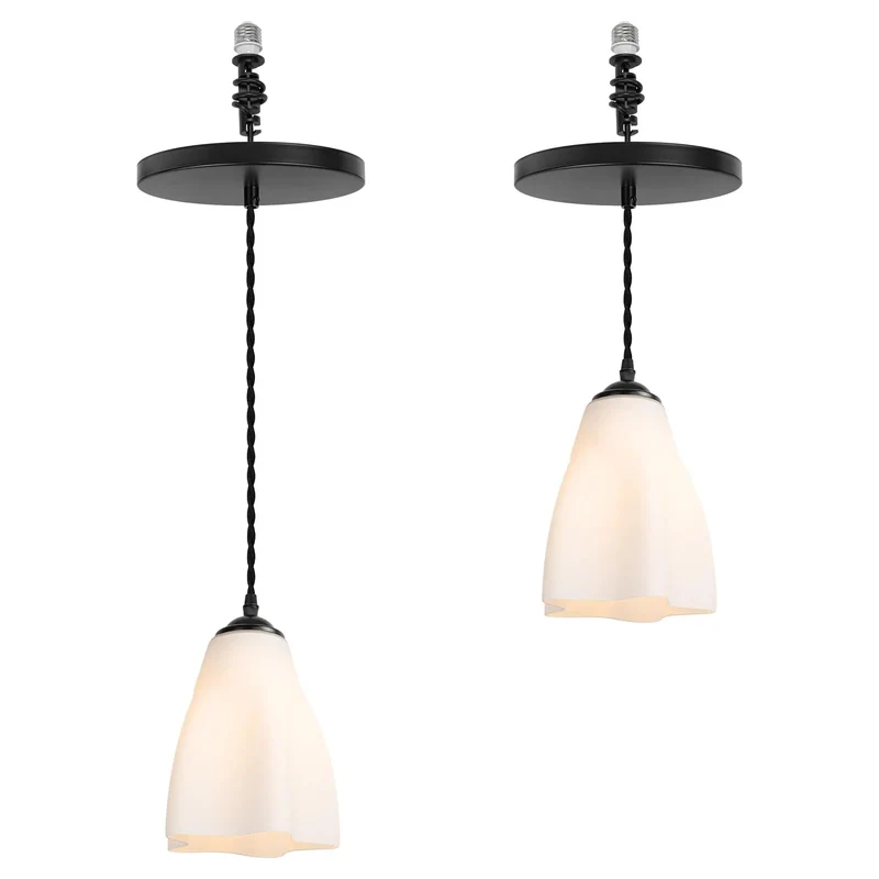 Hella Smooth Two Light Recessed Can Light Conversion Kit Transform To Dope Glass Pendant Fixture With E26 Socket And Matte Black Housing Tight Kitchen Island Update