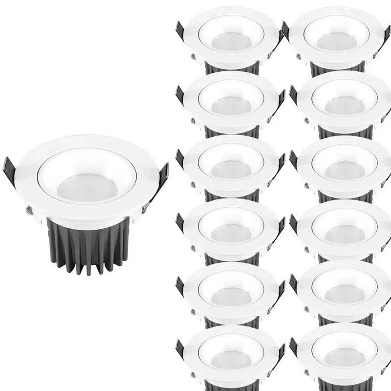 Top Shelf Retro Fit Led Recessed Lights 13 Pack 3.5 And 4 Inch Downlights Round Baffle Trim 6000K Daylight White Aluminum Body Dead Simple Installation With Heavy Duty Heat Sink For Real Home Vibes