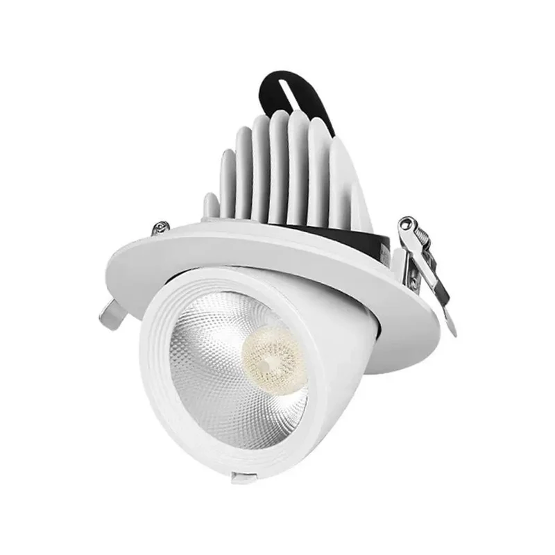 Premium 30W LED Gimbal Downlight Recessed Ceiling Fixture Adjustable Directional Spotlight Beam Full Dimming Control True Color Modes Rock Solid Aluminum Construction Smooth Gimbal Tracking For Garage Studio And Fresh Modern Vibe Setup