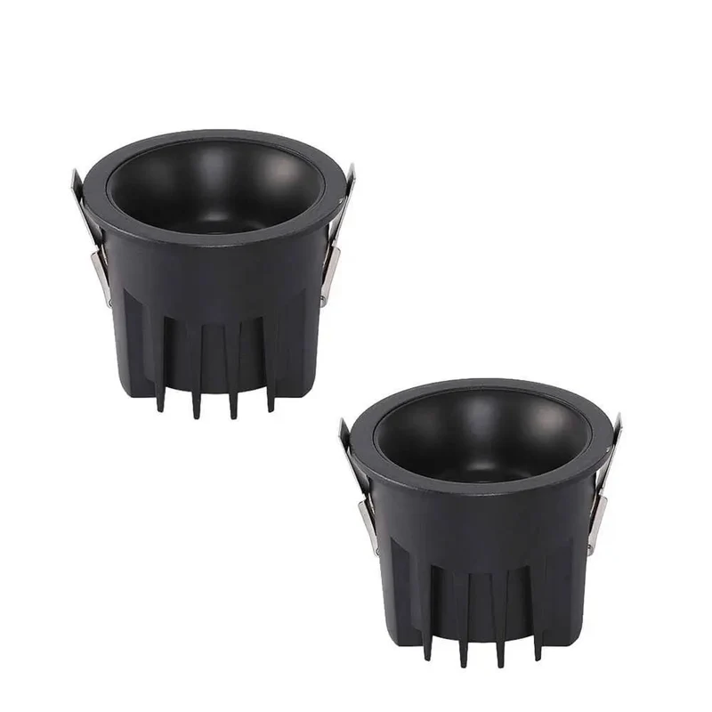 Slick 3.1 Inch Black Round Baffle Trim, Built Tough 2 Pack LED Recessed Downlight Retrofit Kit, 7W 10W 12W Cool White Ceiling Lights, IP65 Waterproof For A Major Room Glow Up