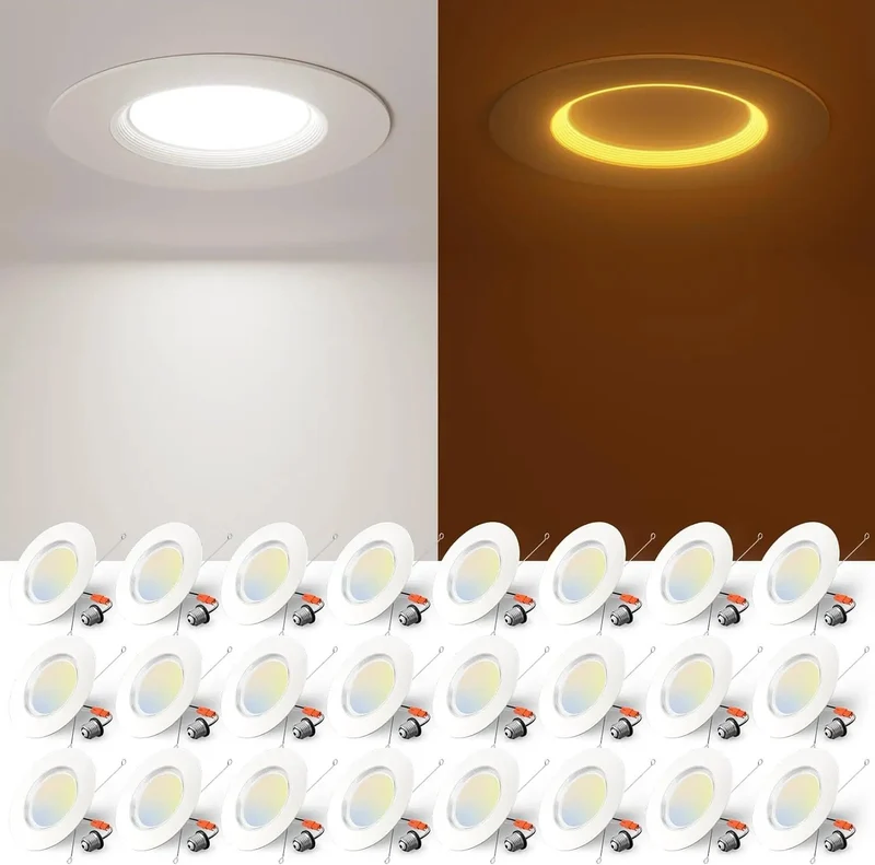24 Pack 6 Inch 5CCT Led Recessed Lights Serving Up A Smooth Switch To Night Light Mode For That Perfect Low Key Amber Vibes Helping You Glide Through Midnight Without Waking The Whole Gang Giving You Serious Value And A Clean Look