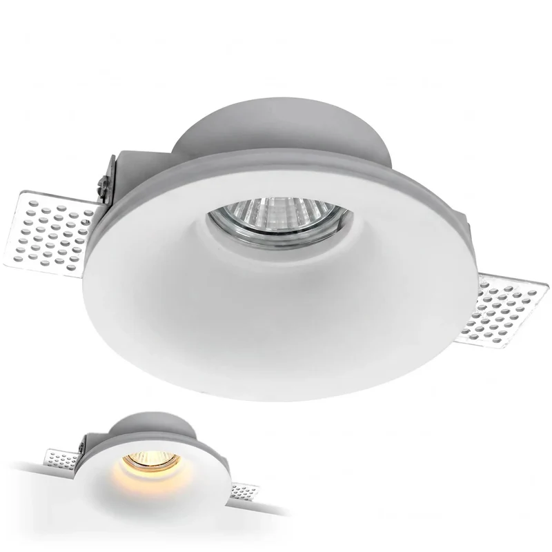 Matte White Recessed Downlight Fixture With Seamless Plaster Integration And Dead Simple Adjustable Embedded Bracket For Quick No Hassle Flush Mount Ceiling Spotlight Setup GU10