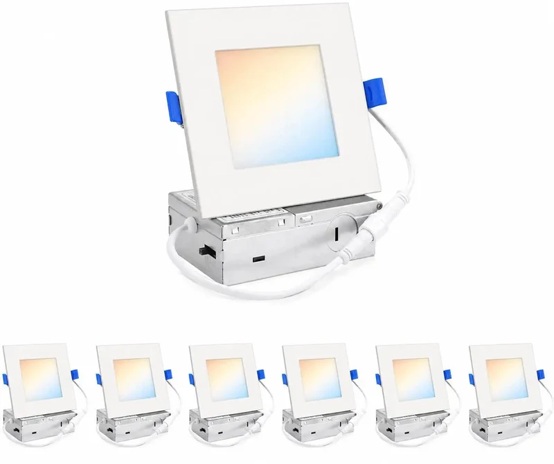 Six Inch Square Led Recessed Ceiling Lights Delivering Hella Bright Output With Five Tunable Color Temperatures And Slick Easy Install Trim For Kitchens And Bedrooms
