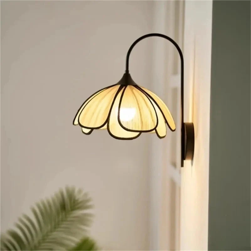 Stunning Nordic Inspired Floral Petal Wall Sconce With Premium Soft Fabric Shade Gives Dreamy Warm Glow For Easy Chic Upgrade Plus Vibe In Every Living Room Or Bedroom Home Decor Staple For Real