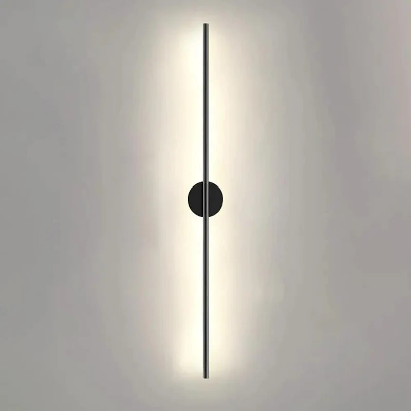 Sleek Black Linear Wall Sconce with 80Cm Led Stick Light and 3 Color Modes Give Your Space a Major Glow Up with Modern Nordic Vibes Perfect for Bedroom Nightstand or Hallway Using Heavy Duty Metal Construction and Minimalist Aesthetic Fit Indoors