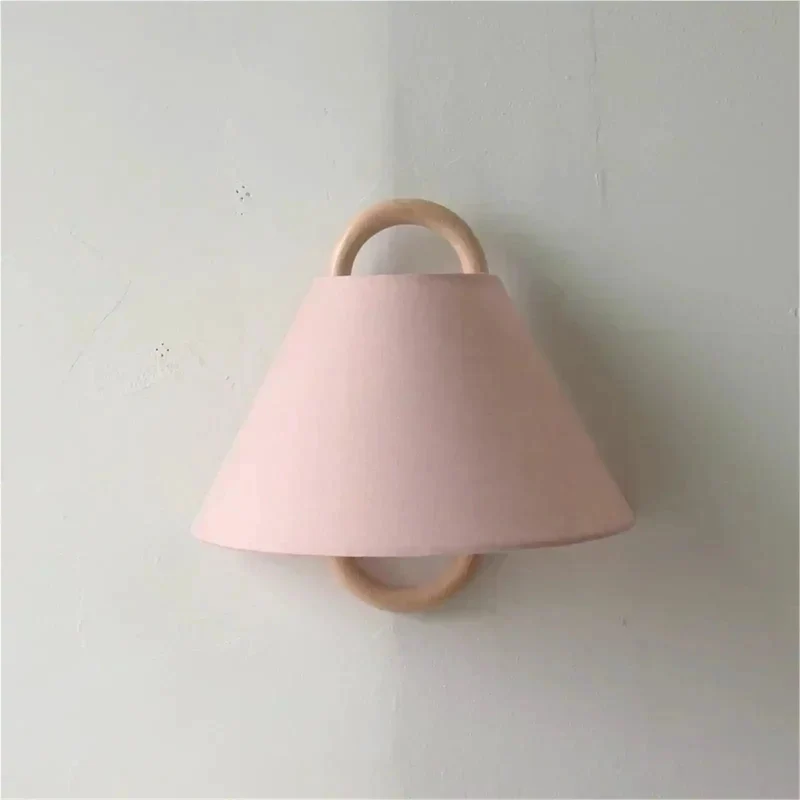 Modern Fabric Wall Sconce With Curved Wood Ring And E14 Base Dropping Chill Bedroom Vibes On Hallways Foyers And Studies This Ace Indoor Lighting Fixture Saves Table Space While Pulling Smooth Ambient Glow With Hassle Free Led Swaps