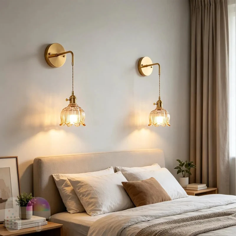 USB Rechargeable RGB Wall Light With Remote Dimming And Sleek Glass Flower Lampshade Hits Different For Bedroom Living Room No Wiring Needed Makes Your Space Feel Fresh Comes Ready As A Super Handy Two Pack