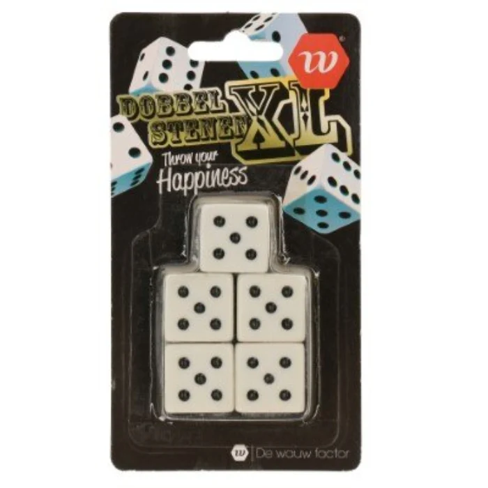Dobbelstenenset XL wit/zwart 5 stuks