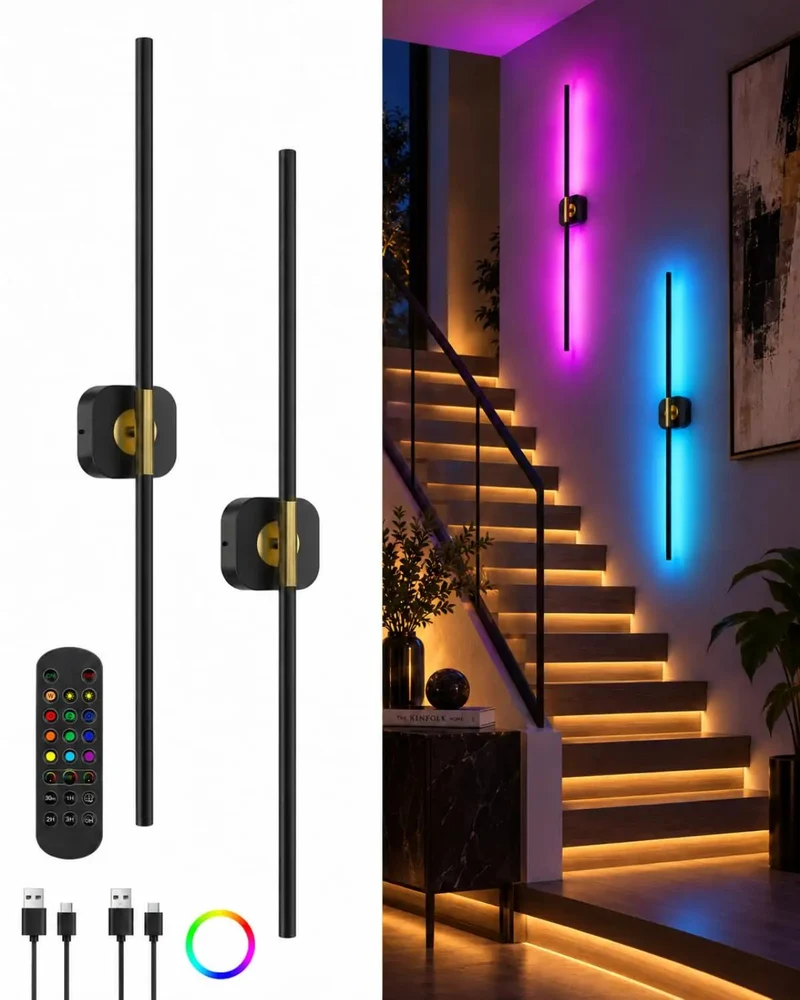 Effortless Quick Swap Rechargeable Rgb Wall Sconce With Extra Spare Battery For Chill Bedroom Cozy Hallway Smooth Staircase Lighting Modern Dimmable Cordless Accent Fixture And Reading Night Light