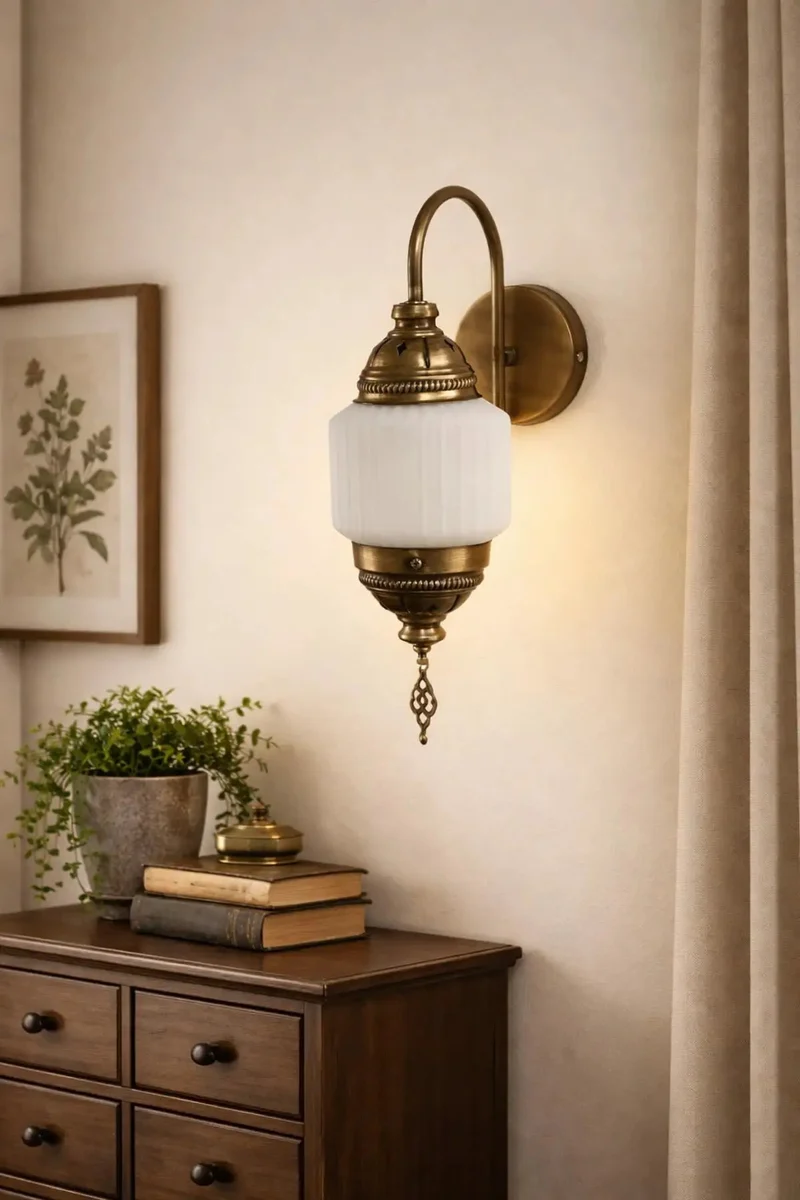 Single Wall Sconce Lamp With Frosted Glass Shade For Hallway And Entryway Antique White Metal Fixture With E27 Socket Modern Light Fixture Hassle Free Install For Living Room Dropping A Smooth Warm Glow For Total Chill Ambiance