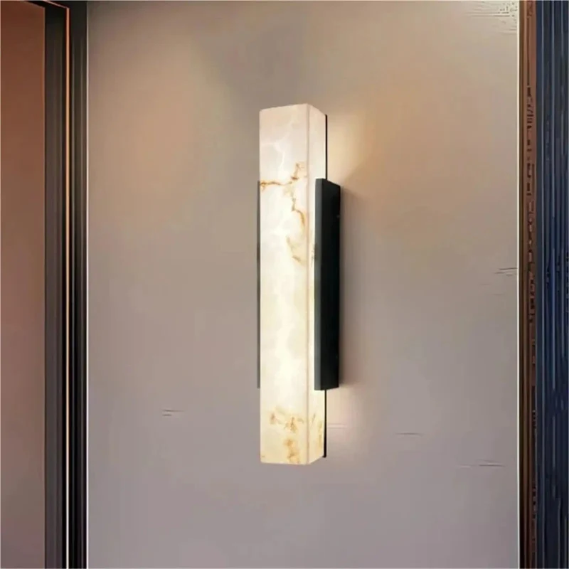 Badass Sleek Linear Wall Sconce Featuring Top Shelf Imitated Marble Accents And Durable Warm LEDs For Clean Modern Ambiance In Any Home Space Upgrades Your Decor With Straight Up Premium Style