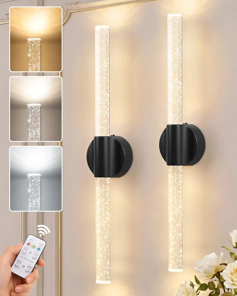 Super Slick Black Battery Operated Wall Sconces Set Of 2 Peel And Stick Led Accent Lighting Modern Luxury Home Decor Zero Hassle Install Total Game Changer Space Upgrade For Living Rooms And Bedrooms