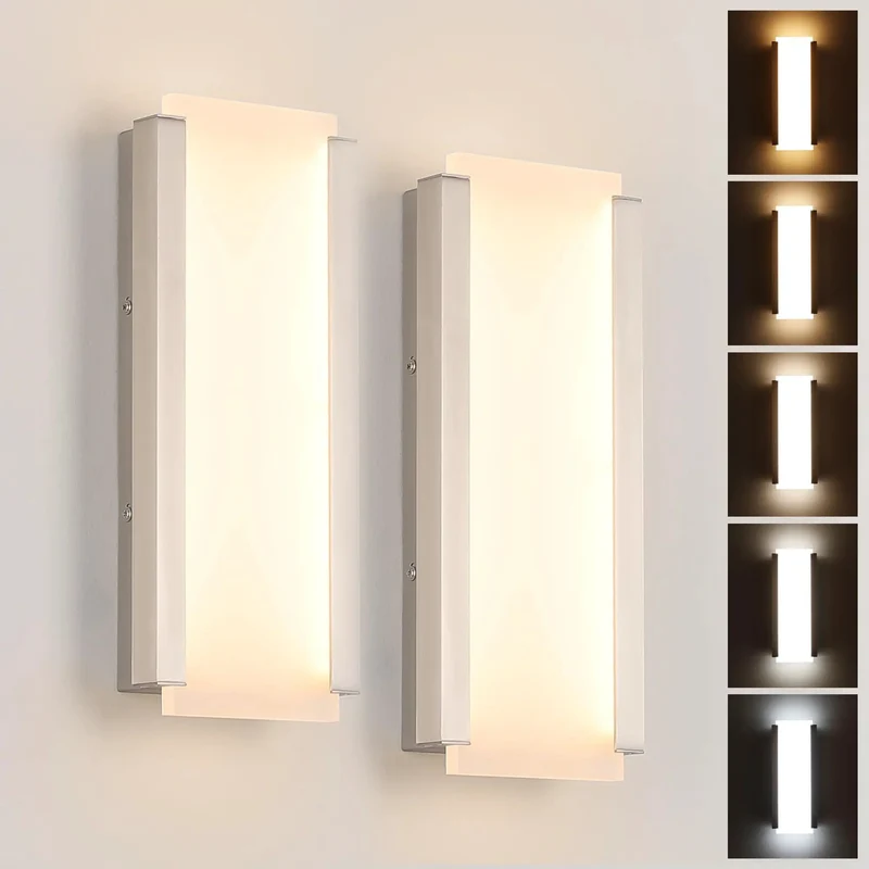 Modern Brushed Nickel Wall Sconces Set Of Two Hardwired Led Lights Featuring Smooth Three Level Dimming And Adjustable Warm To Cool White Glow For A Total Game Changer Room Setup And Chill Decor Vibes