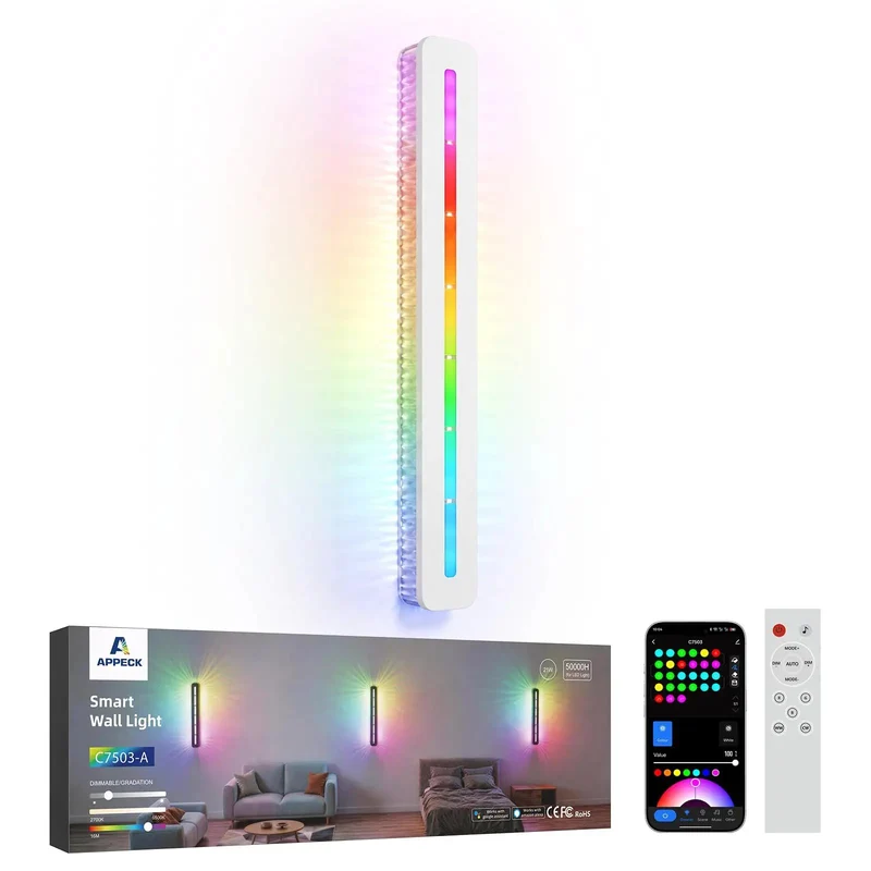 Level Up Your Space With This 15 Inch Plug In Wall Sconce Featuring 16 Million RGB Colors Dimmable Tunable White Options And 11 Dynamic Scene Modes For Total Chill Vibes