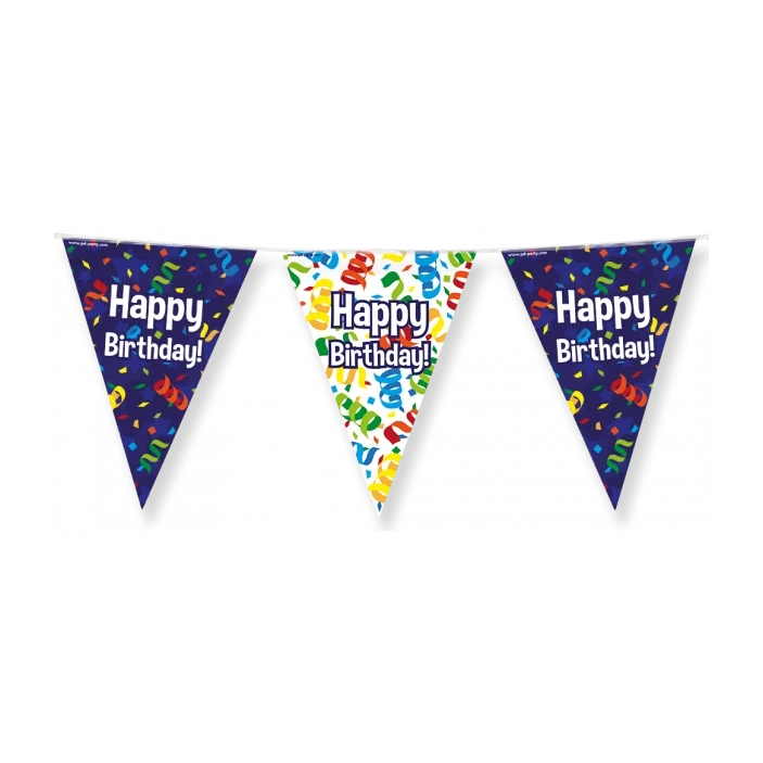 Happy Birthday Cartoon - Vlaggenlijn - 10 meter