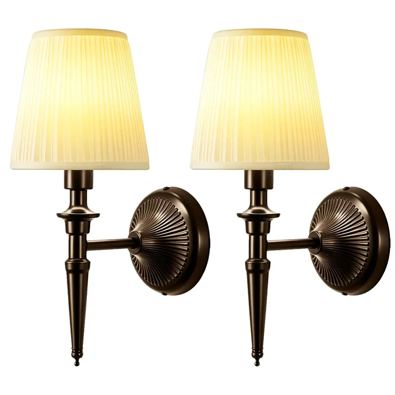 Totally Wireless Wall Sconce Set Of Two With Hype Rgb Vibe Lighting And Super Chill 3Cct Dimmable Fabric Led Lamp Easy Setup For Bedroom Or Lounge Ambient Warmth Bronze