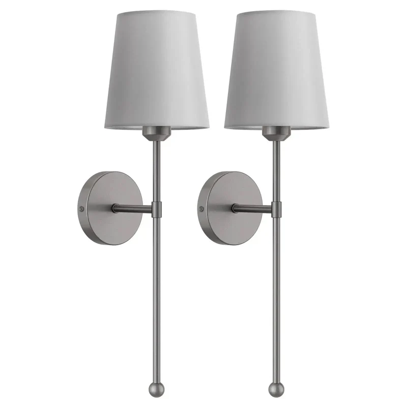 Premium Battery Operated Wall Sconce Set Of Two With Slick RF Remote And Totally Dead Simple Wireless Mount Grey Decor Piece Featuring Adjustable Rods For Seamlessly Modern Room Atmosphere