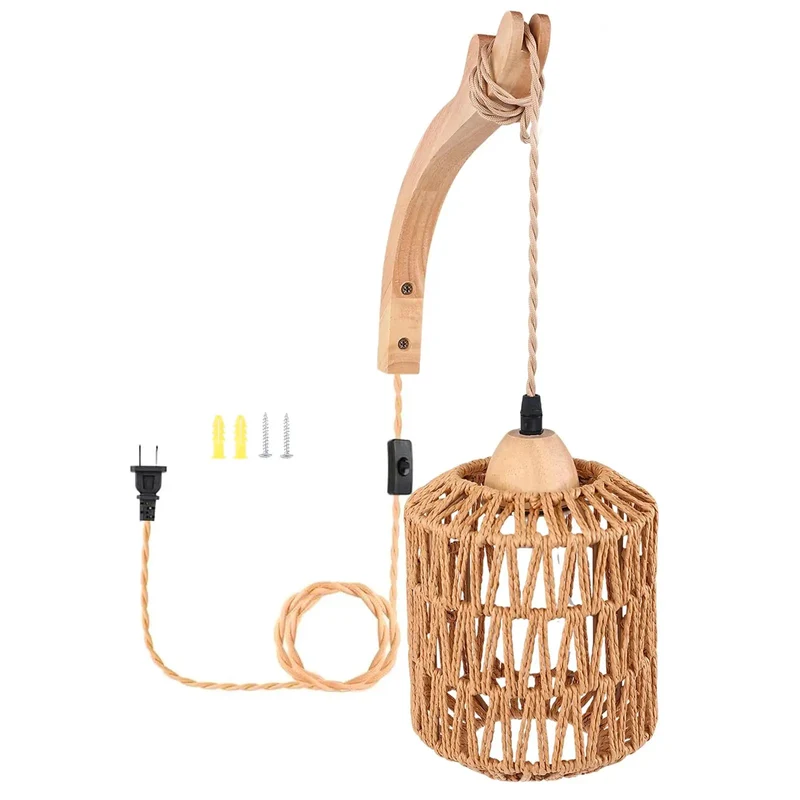 Hand Woven Rattan Wall Sconce Plug In Cord Boho Farmhouse Light Smooth Setup Paper Rope Accent Gotta Love The Vibes Easy Install For Any Room Upgrade Your Space With Zero Hassle