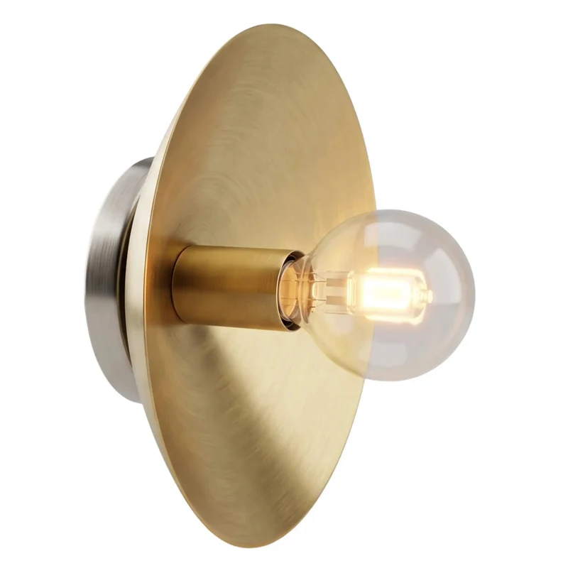 Top Shelf Brushed Brass Wall Sconce With Exposed Edison Bulb And Sleek Round Backplate Bringing Clean Mid Century Modern Bedroom Lighting Vibes To Any Corner