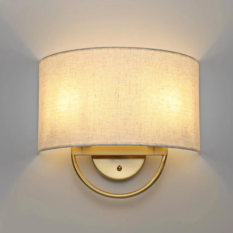 Swanky Vintage Brass Gold Wall Sconce With Thickened Moisture Resistant Linen Shade For Hallway Bedroom Entryway And Staircase Lighting Solid Ace Decor Fixture That Really Polishes Your Room Vibes