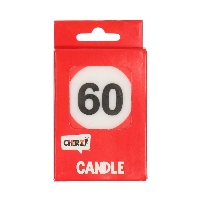 Taartkaarsje 60 rood/wit – 1 stuk