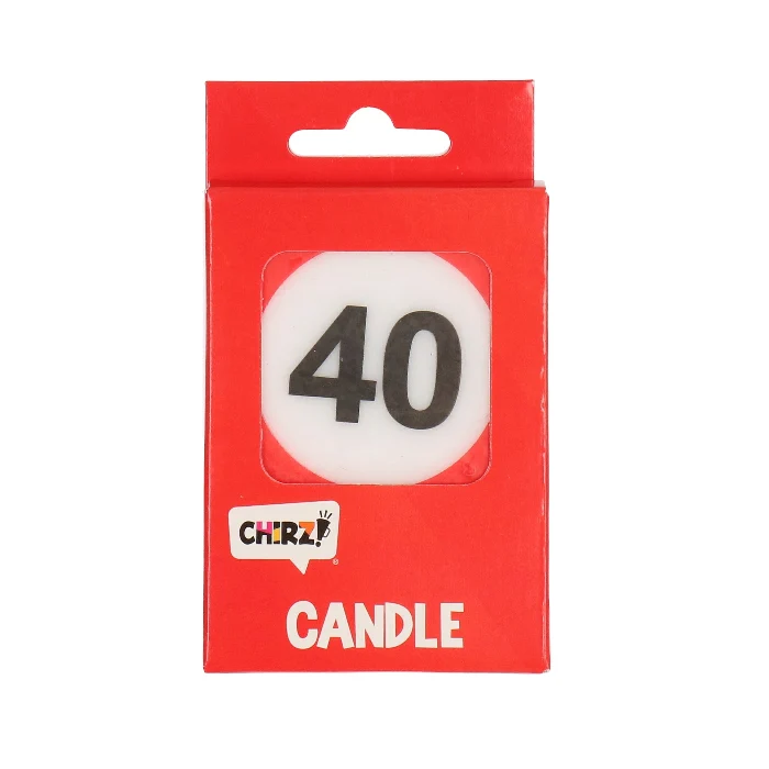 Taartkaarsje 40 rood/wit – 1 stuk