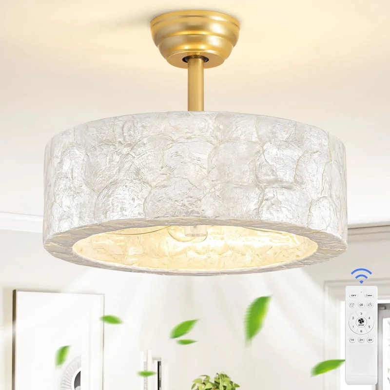 18 Inch Modern Gold Capiz Shell Fandelier Ceiling Fan With Light Delivers Ace Vibe And Dope Glow Slick Boho Chandelier Design Levels Up Every Room Easily