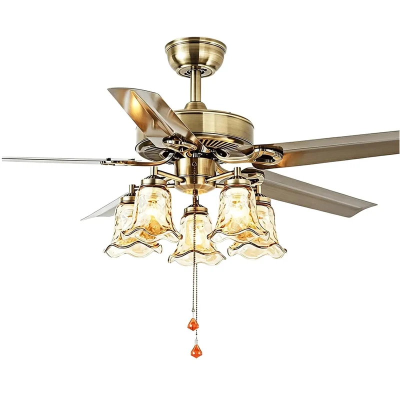 Premium 48 To 52 Inch Indoor Ceiling Fan With Slick Led Chandelier Light Heavy Duty Motor Smooth Forward Reverse Rotation Big Breeze Airflow No Fuss Remote Control Three Speed Settings For Any Modern American Home