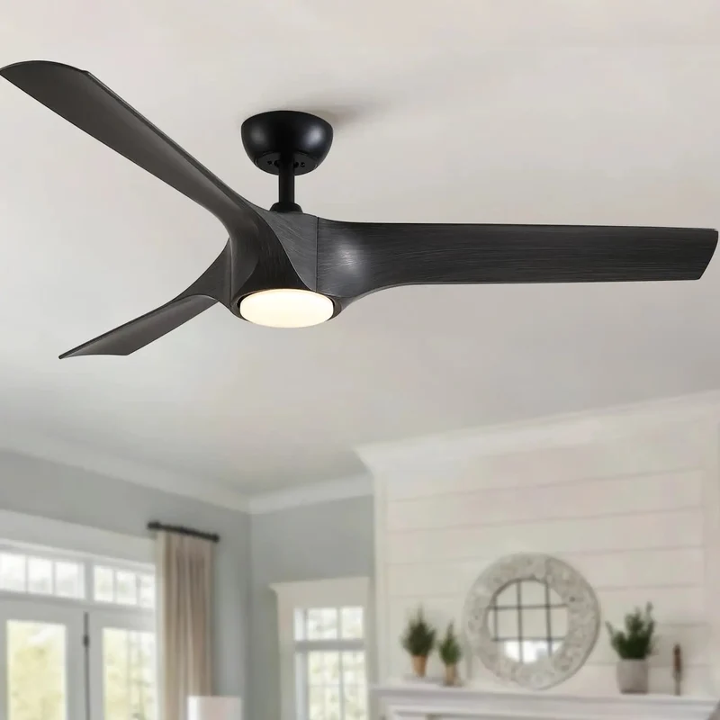 Slick 56 Inch Farmhouse Ceiling Fan Built For No Sweat Cooling With Reversible Dc Motor And Dimmable Led Light Featuring Matte Black Finish Dark Gray Abs Blades Super Quiet