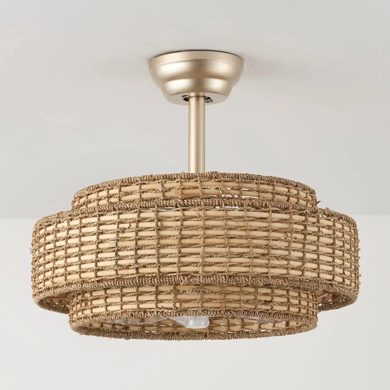 Knockout 20 Inch Three Tier Boho Rattan Cage Light Fan With Smooth Six Speed Remote Control And Golden Tiered Glow Perfect Space Upgrade For Bedrooms Or Kitchens Delivering Serious Chill Vibes And Top Notch Airflow