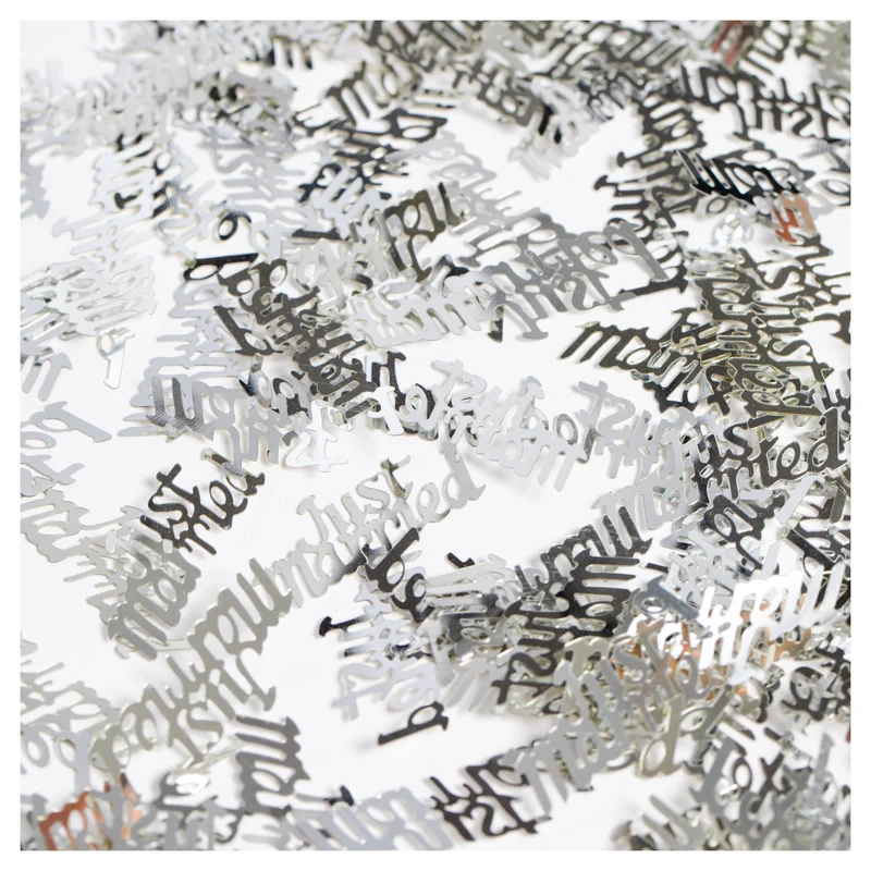 Just married tafelconfetti zilver