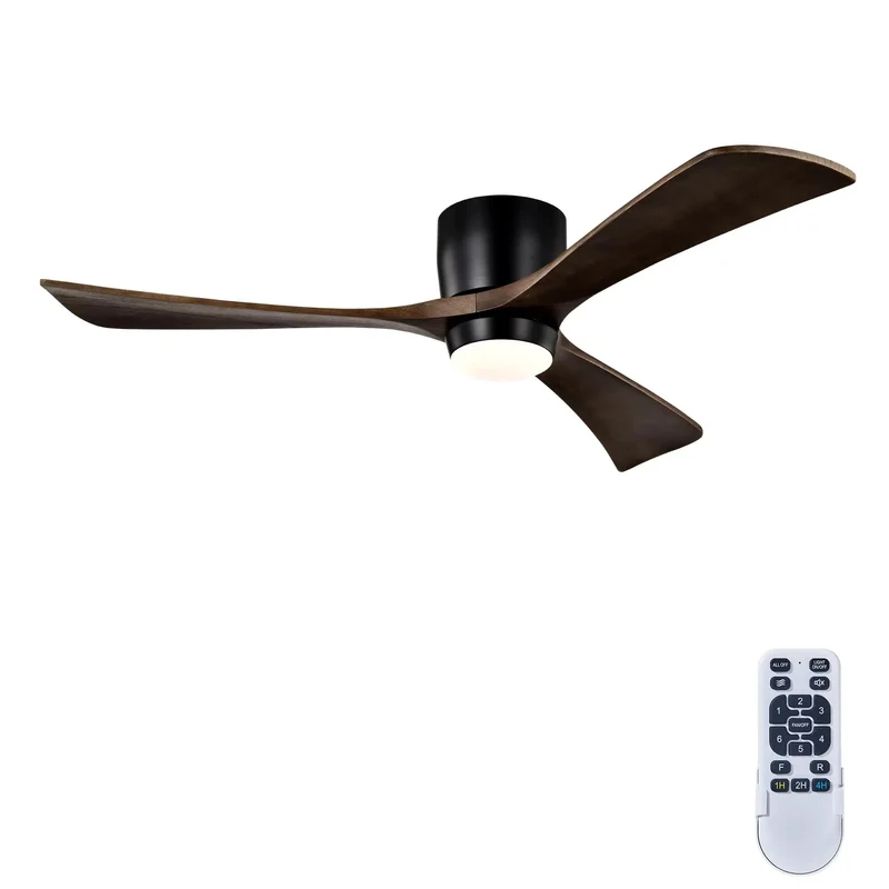 Smooth As Butter 52 Inch Flush Mount Ceiling Fan With Real Wood Blades Integrated Lighting Hella Quiet Dc Motor Six Speeds Wireless Remote And Reversible Airflow Matte Black Finish