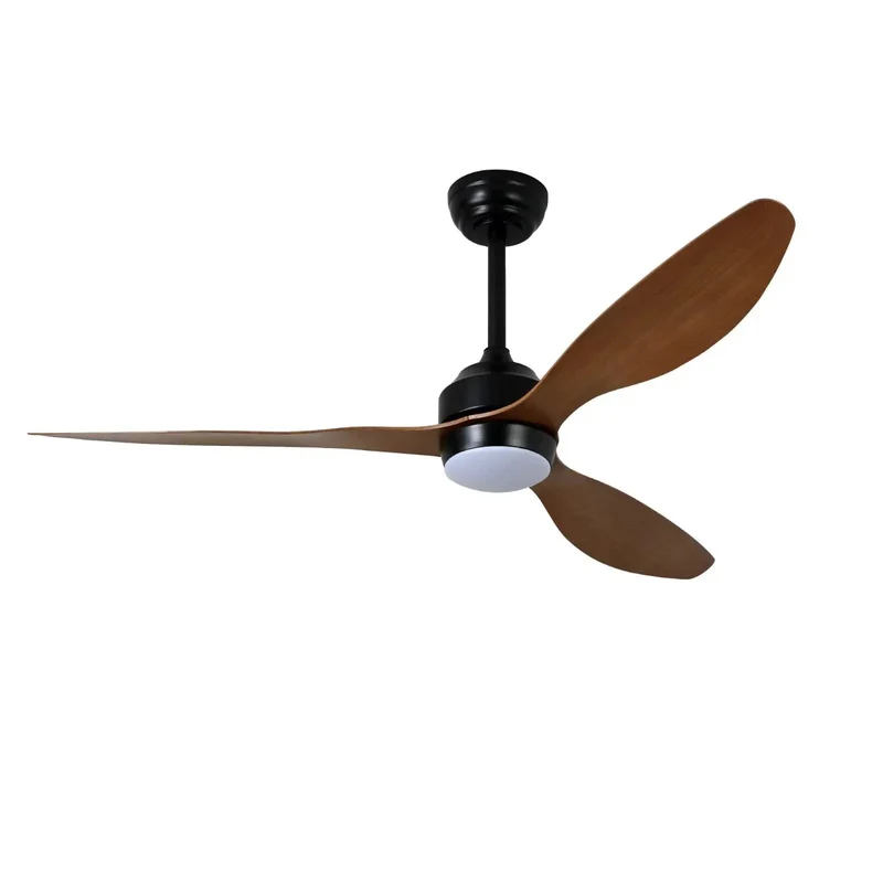 Slick 52 Inch Reversible Ceiling Fan With Dimmable LED Light And Hella Quiet DC Motor Featuring Three Walnut ABS Blades Seamless Remote Control For Farmhouse Rooms And Covered Patios Smooth Operation Guarantee