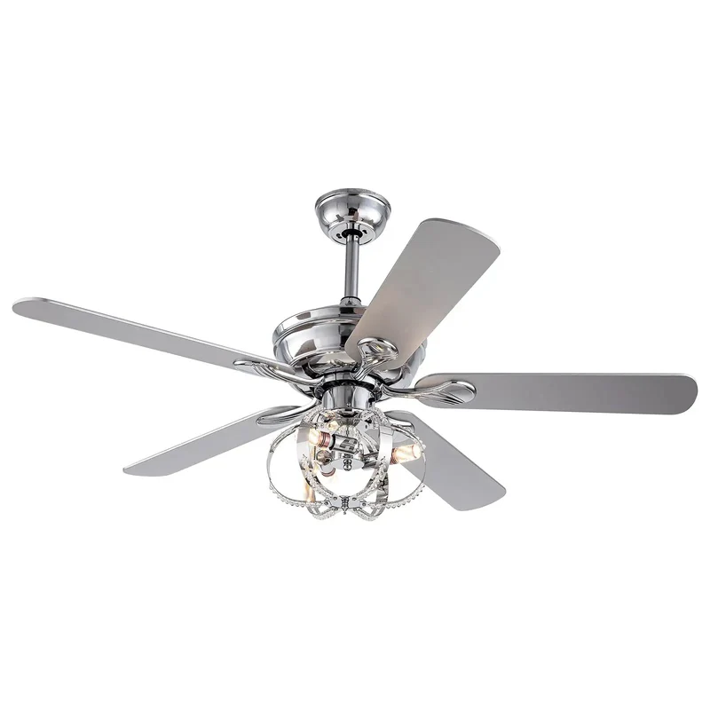 Premium 52 Inch Ceiling Fan And Chandelier Hybrid Featuring Wireless Remote Five Graceful Blades Triple Airflow Levels Keep Your Setup Smooth And Totally Chilled