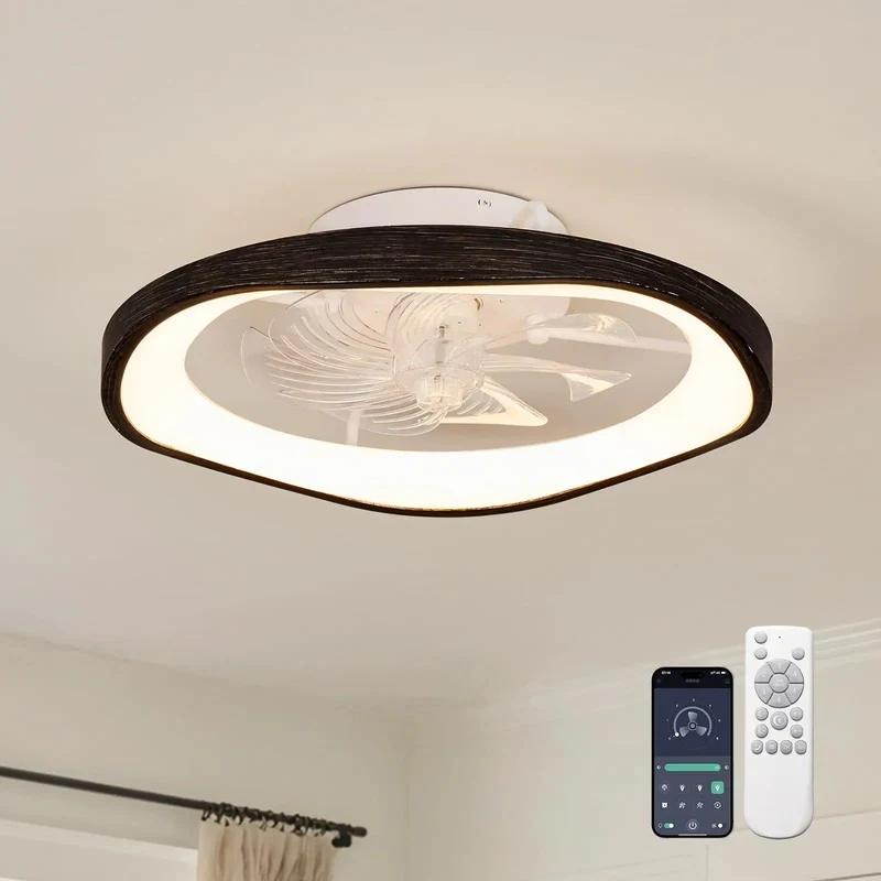 Zero Hassle Black 20 Inch Low Profile Ceiling Fan With Bright Led Bulbs Dual Remote And Smart App Toggle Gentle Breezes Minimalist Surface Mount Hardware For Small Room Home Setups