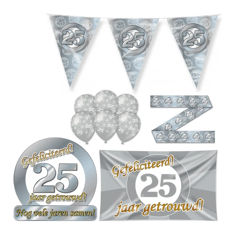 25 jaar Getrouwd Versiering pakket - L
