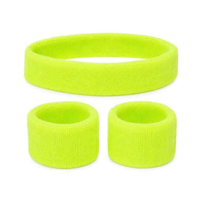 Zweetband set neon geel
